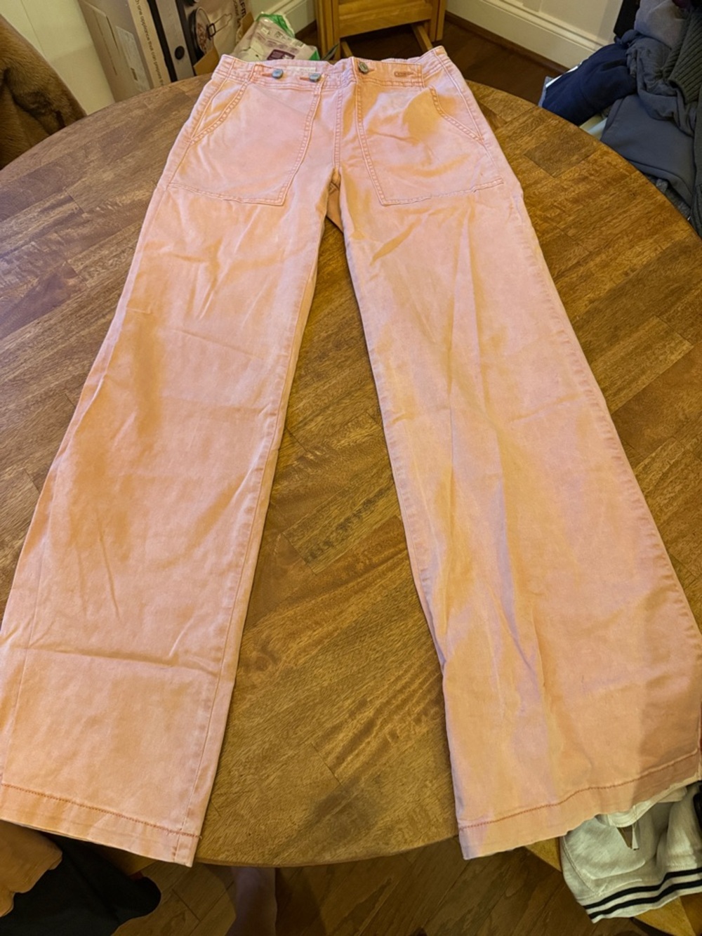 Pilcro Pink Wide-Leg Jeans with Front Patch Pockets